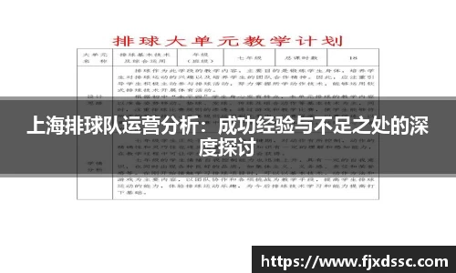 上海排球队运营分析：成功经验与不足之处的深度探讨